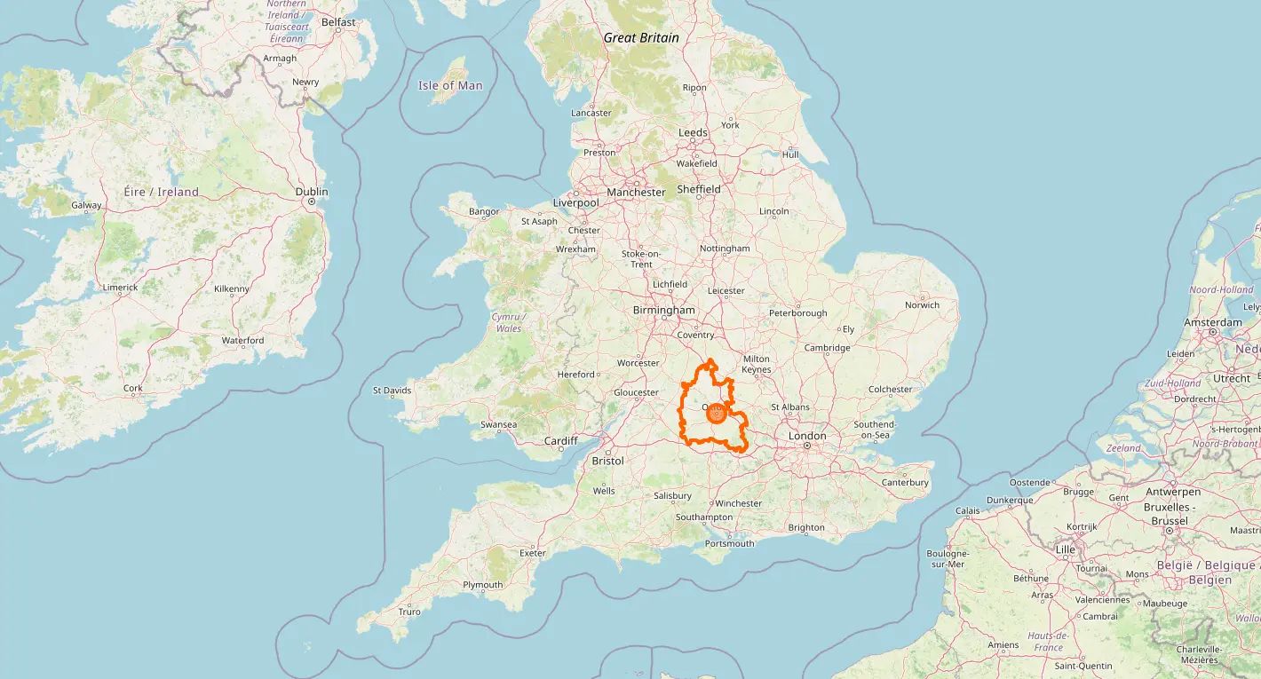 Map of Oxfordshire Perimeter